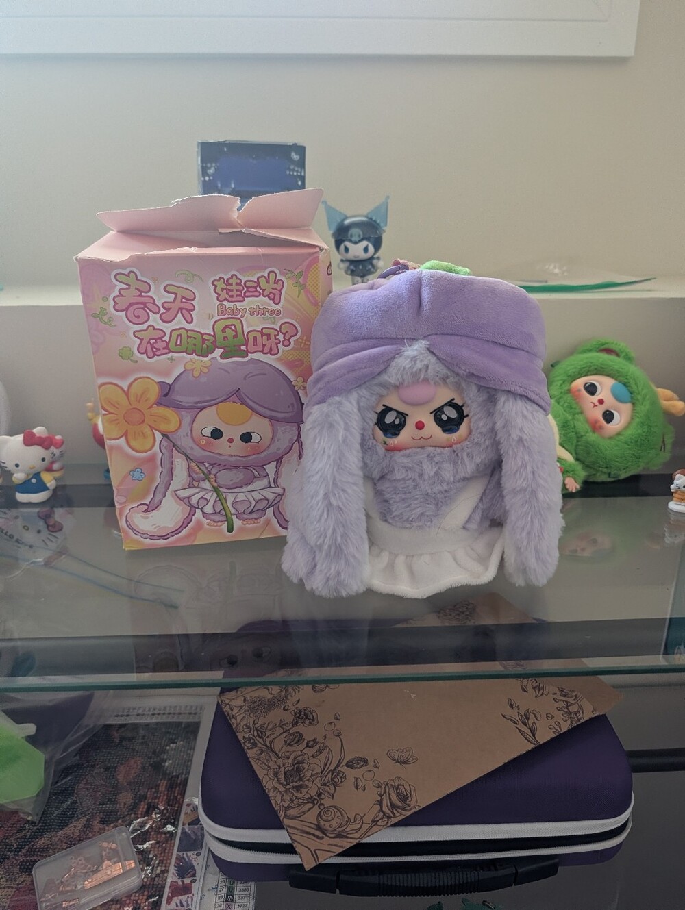 Plush Character Toy — Purple Fluffy Doll with Hood